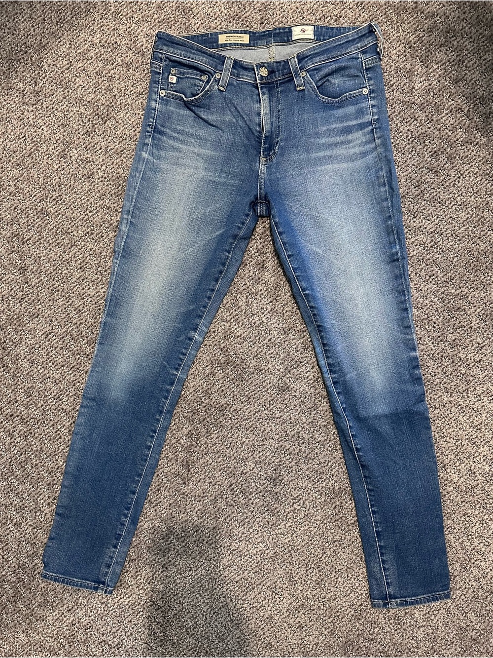 AG The Middi Ankle Mid-Rise Legging Ankle Jeans - Blue